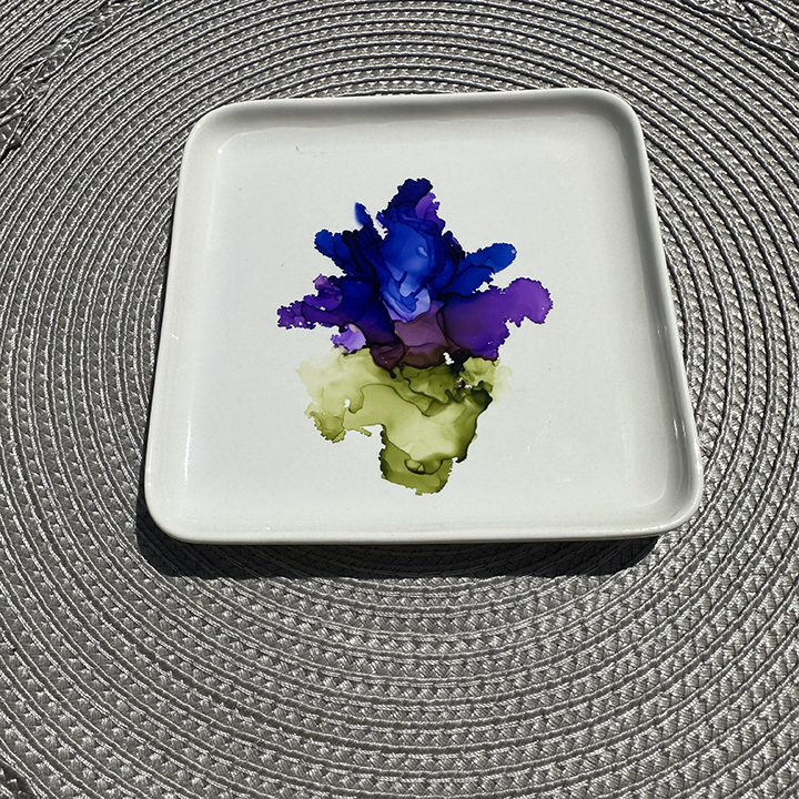 Small Square Ring Dish Purple Iris